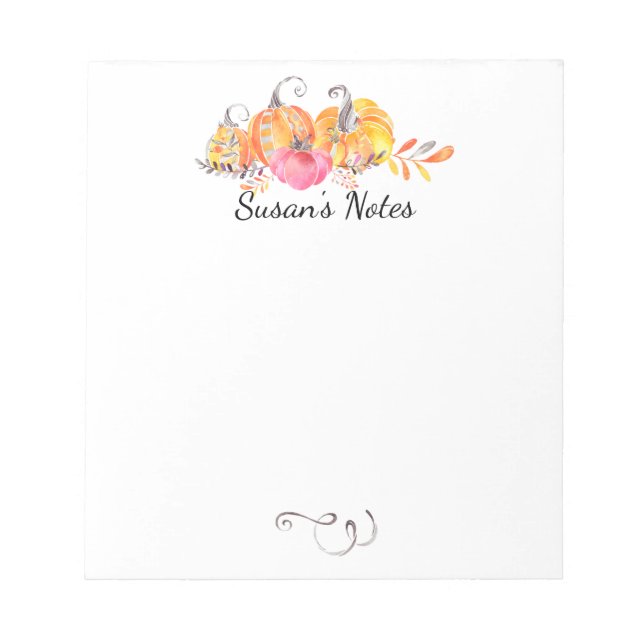 Bloc-note Halloween Automne Automne Citrouilles aquarelle Pe (Devant)