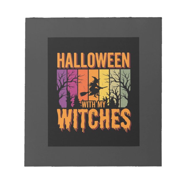 Bloc-note Halloween Avec Mes Sorcières Rétro Coucher de sole (Devant)
