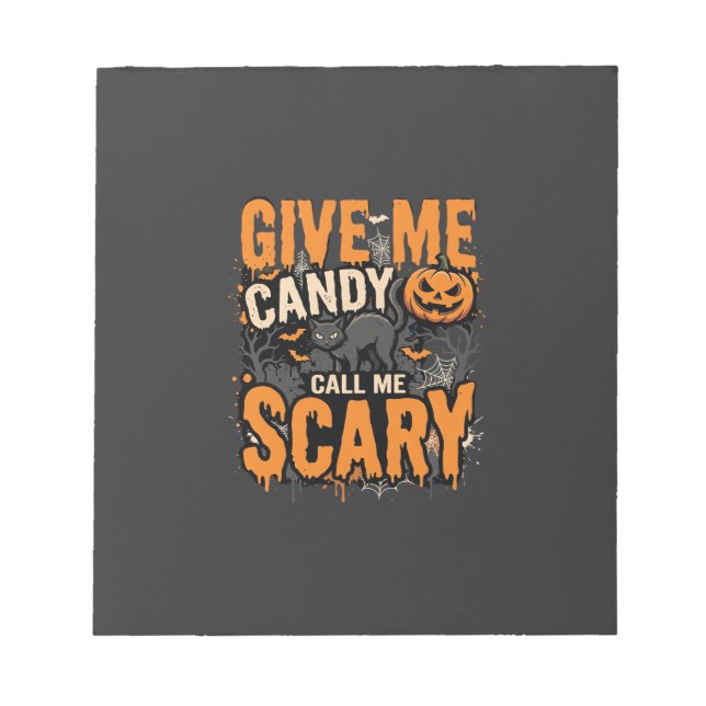 Bloc-note Halloween Donnez-moi des bonbons Chat effrayant (Devant)