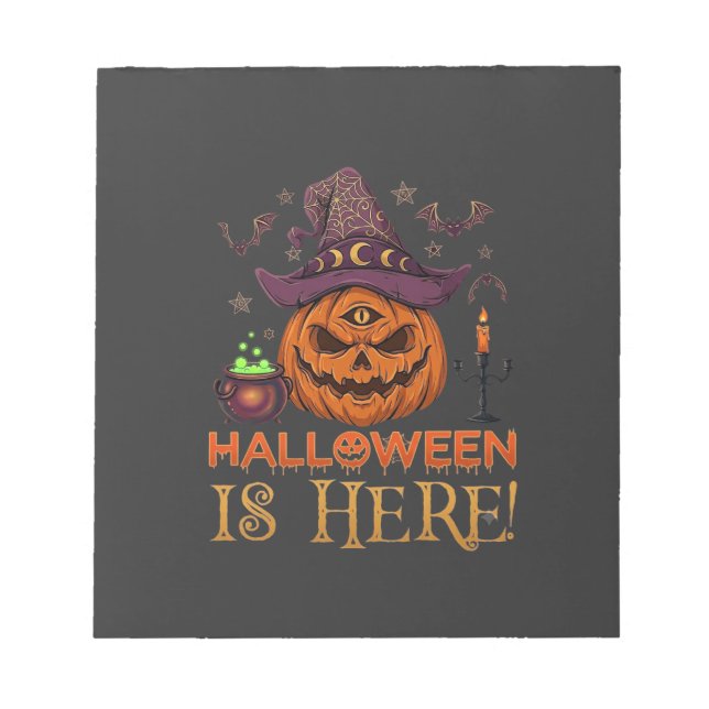 Bloc-note Halloween Est Là Chapeau De Sorcière Citrouille Ch (Devant)