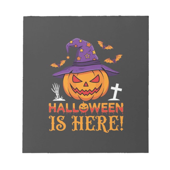 Bloc-note Halloween Est Là Sorcière Citrouille Vecteur (Devant)
