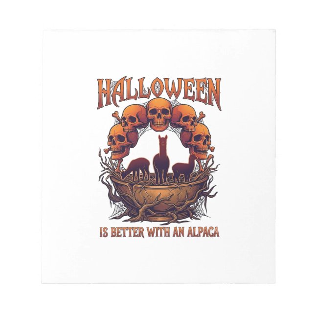 Bloc-note Halloween est meilleur Alpaca crânes orange araign (Devant)