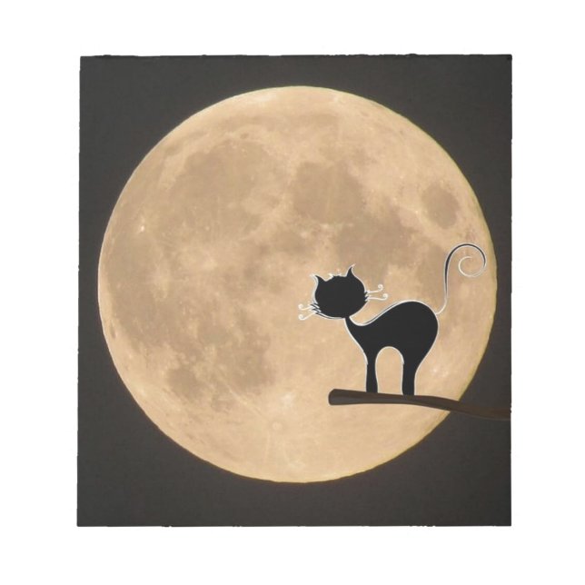 Bloc-note Halloween gothique chat noir avec pleine lune (Devant)