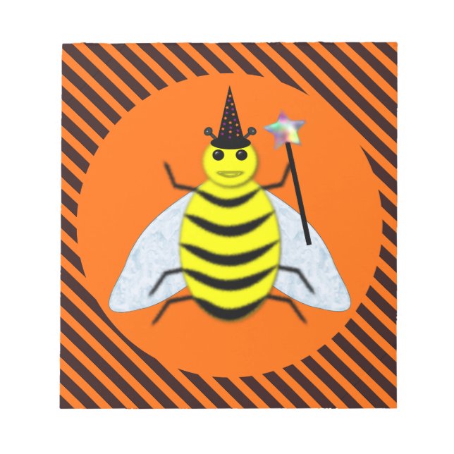 Bloc-note Halloween magique Bee Witch Orange et Black Stripe (Devant)