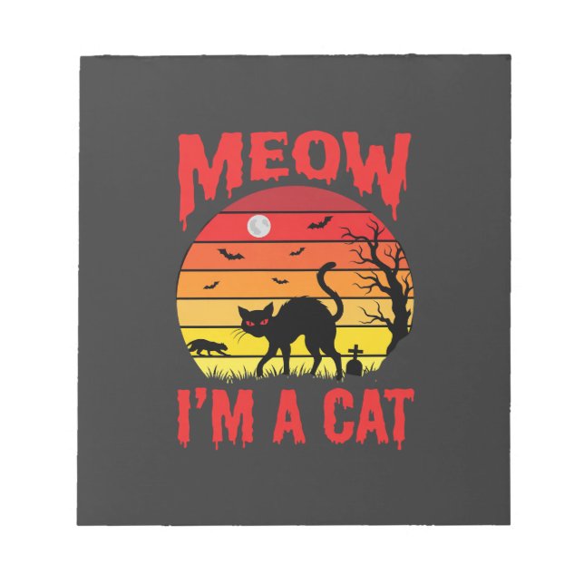 Bloc-note Halloween Meow Je suis un chat Rétro Sunset (Devant)