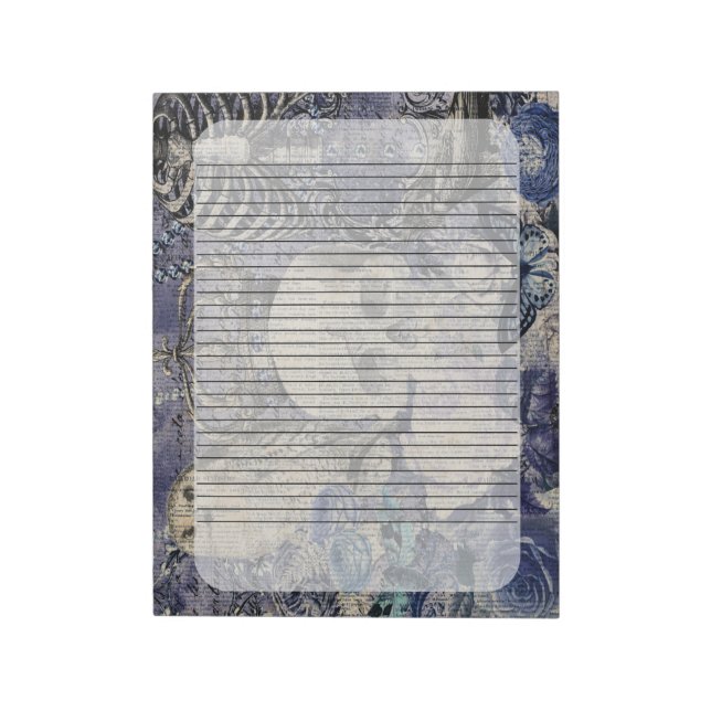 Bloc-note Halloween Skull with crown and owl  (Tourné)