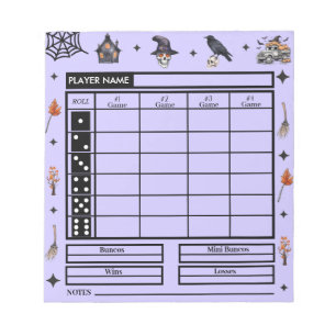 Bloc-note Halloween violet moderne Thème Bunco Score Pad