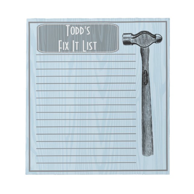 Bloc-note Hammer It Out Fixer It Chore List Monogramme (Devant)