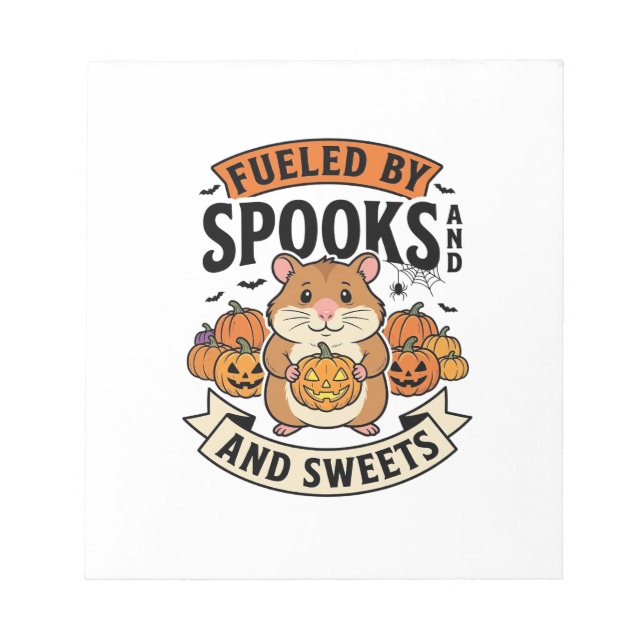 Bloc-note Hamster d'Halloween alimenté par les fantômes Drôl (Devant)