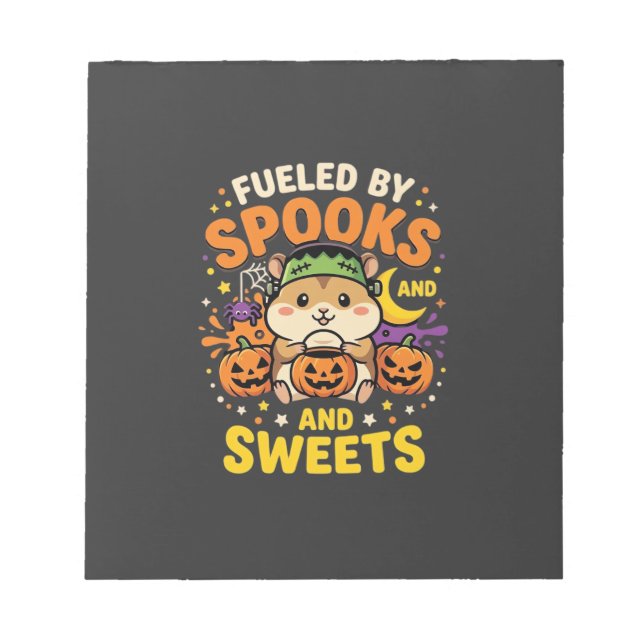 Bloc-note Hamster d'Halloween alimenté par les fantômes et l (Devant)