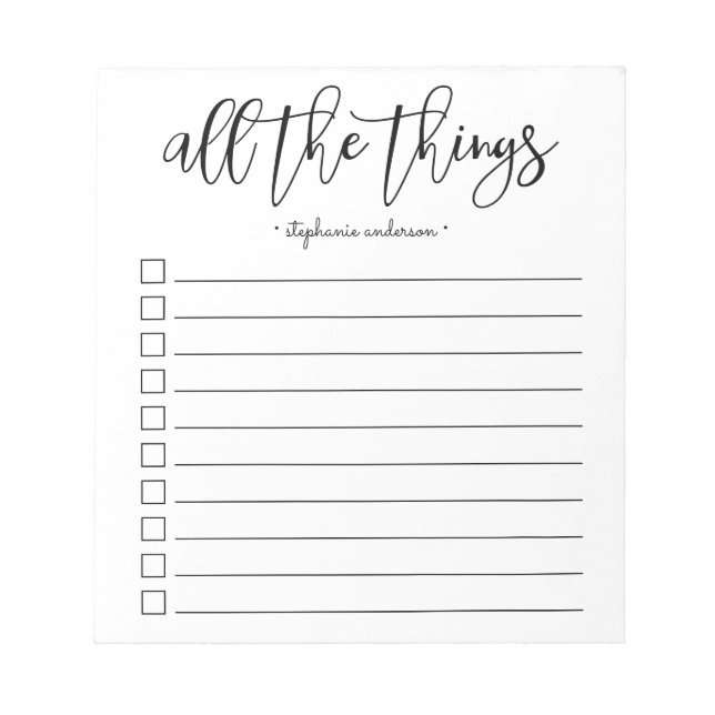Bloc-note Hand-Lettered All the Things Personalized (Devant)