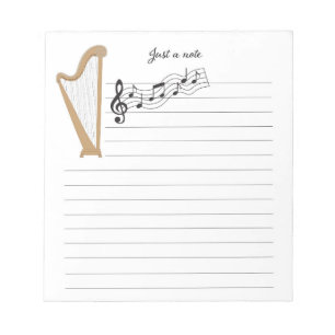 Bloc-note Harpe en bois avec notes musicales