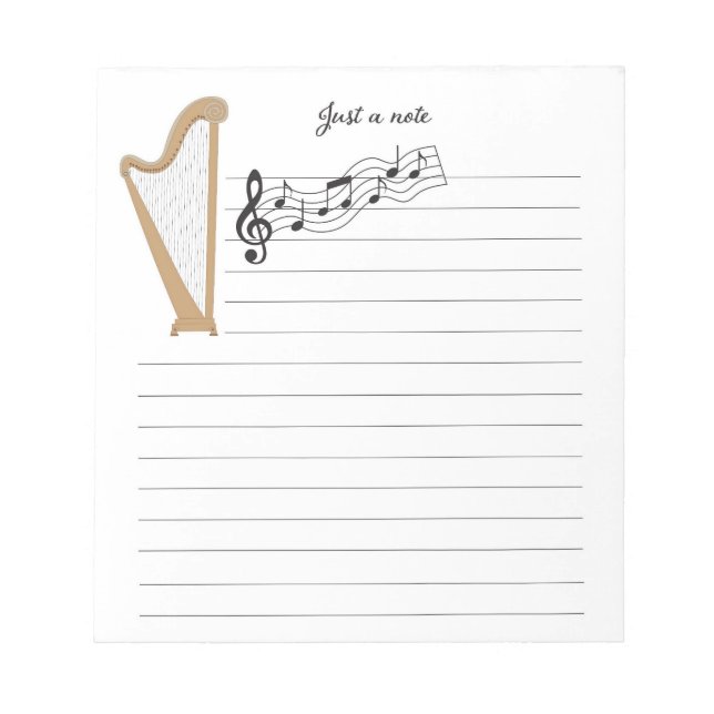 Bloc-note Harpe en bois avec notes musicales (Devant)