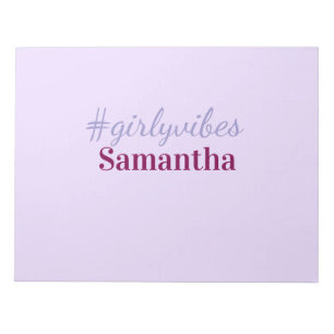 Bloc-note hashtag Girlyvibes rose violet clair vibes féminin