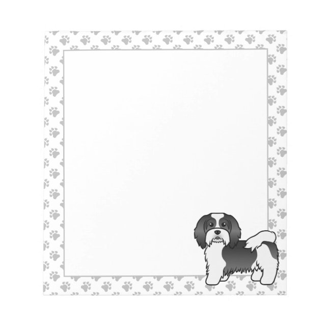 Bloc-note Havanais noir et blanc Chien de dessin animé migno (Devant)