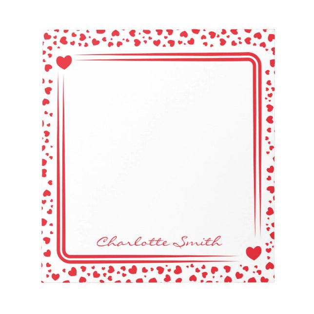 Bloc-note Hearts Pattern Custom Name Valentine Gift (Devant)