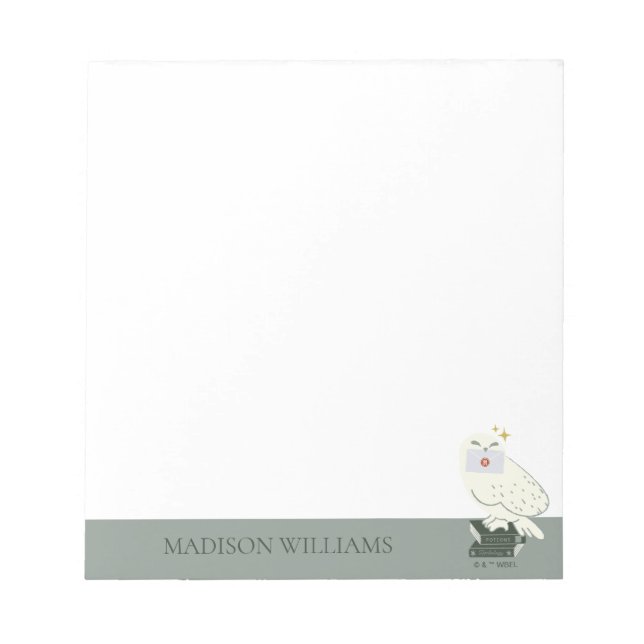 Bloc-note Hedwig avec lettre dessin fantaisiste (Devant)