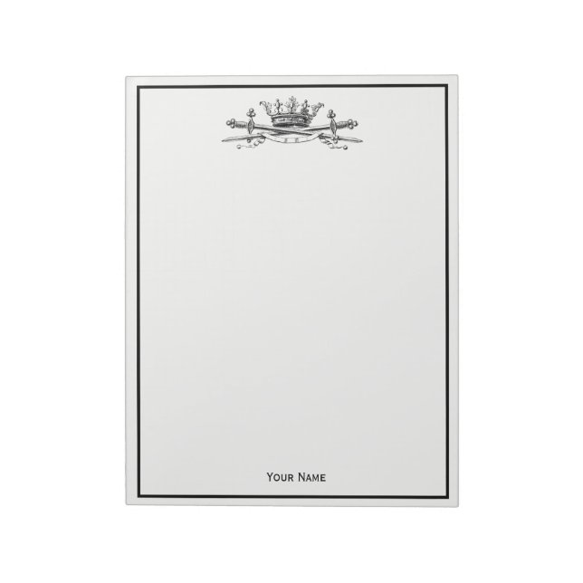 Bloc-note Héraldique Couronne Croisée Épées Sabres Emblem Cr (Tourné)
