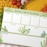 Bloc-note Herbes de cuisine fraîches - Green Weekly Meal Pla<br><div class="desc">Chaque page de ce bloc-notes déchiré est imprimée avec un nouveau planificateur de repas hebdomadaire. Vous pouvez fixer vos repas pour chaque jour de la semaine et construire votre liste d'épicerie au fur et à mesure. La liste d'épicerie peut ensuite être coupée de la page, prêt à prendre des courses....</div>