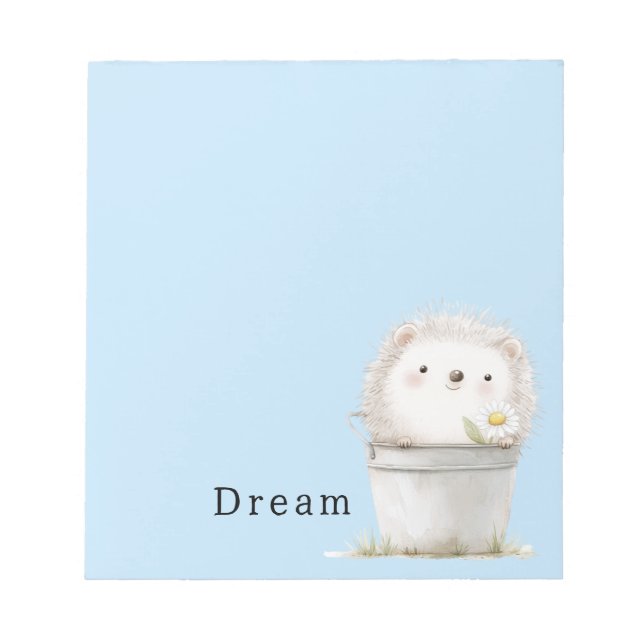 Bloc-note Hérisson de jardin bleu mignon dans un seau (Devant)