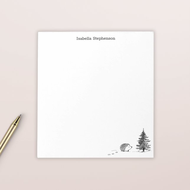 Bloc-note Hérisson d'hiver mignon dessin à la main personnal (Créateur téléchargé)