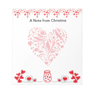 Bloc-note Heureuse Sainte-Valentin Joli Coeur Rouge Joli