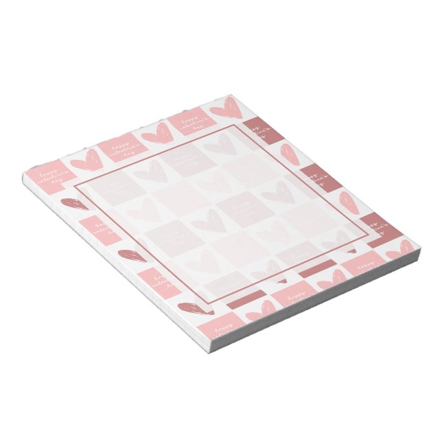 Bloc-note Heureuse Sainte-Valentin mignon Coeurs roses Motif (Incliné)