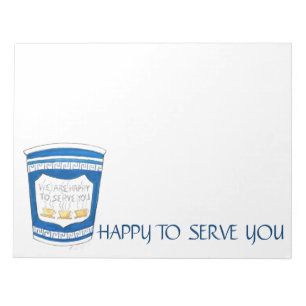 Bloc-note Heureux de vous servir Blue Greek Diner Coffee Cup