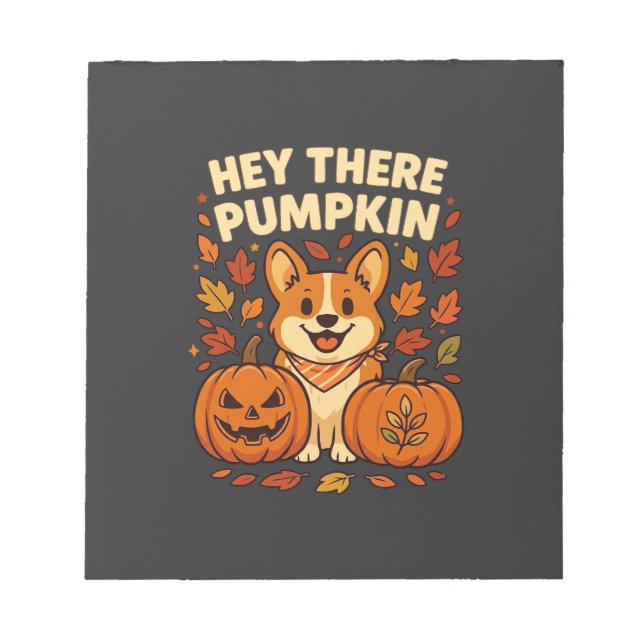 Bloc-note Hey There Citrouille Corgi Halloween Citrouilles A (Devant)