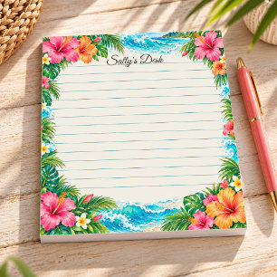 Bloc-note Hibiscus Tropical & Vagues de l'Océan Turquoise