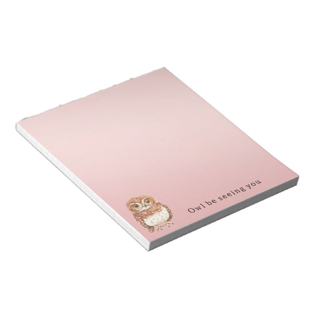 Bloc-note Hibou Brun Rose Blush Je Vous Verrai (Incliné)