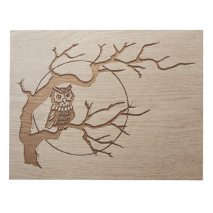 Bloc-note Hibou dans un arbre motif gravé