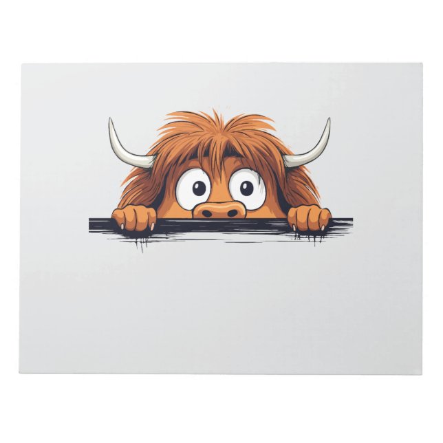 Bloc-note Highland Cow Peeking mignonne adorable animal drôl (Devant)