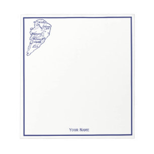 Bloc-note Hilton Head Island SC Carte Vintage Marine Blue