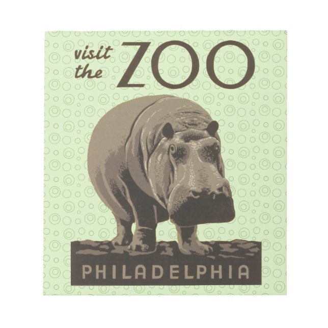 Bloc-note Hippopotame vintage hippo zoo poster wpa (Devant)