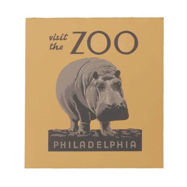 Bloc-note Hippopotame vintage hippo zoo poster wpa (Devant)