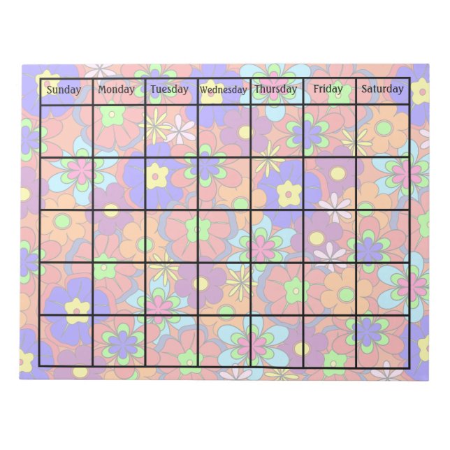 Bloc-note Hippy Retro Mod Flower Blank Calendrier (Devant)