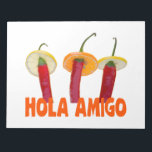Bloc-note Hola Amigo<br><div class="desc">Hola Amigo. Three hot chili peppers, three amigos in sombreros. Text Hola Amigo. Funny prints, gifts and shirts for fun and good mood.</div>