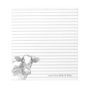 Bloc-note Holstein Vache ferme animal gris lin Nom personnal