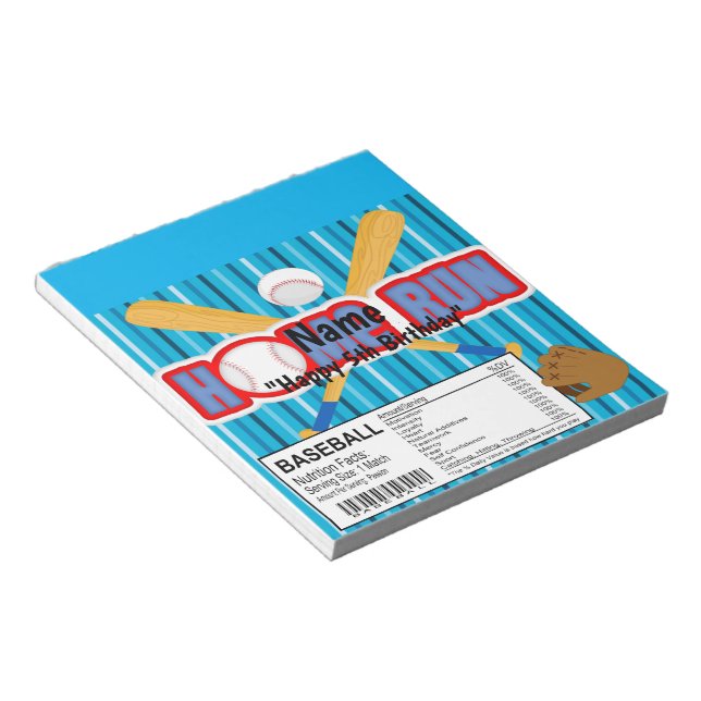 Bloc-note Homerun Baseball Anniversaire Candy Bar Wrapper Fa (Incliné)