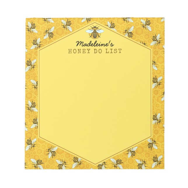 Bloc-note Honeybee Honeypeb Bumble Bee Honey Do List Custom (Devant)