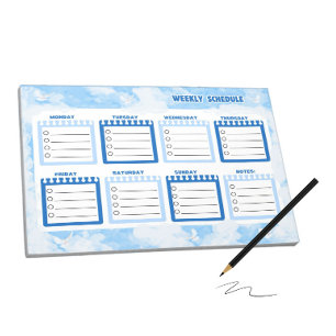 Bloc-note Horaire hebdomadaire avec ciel bleu