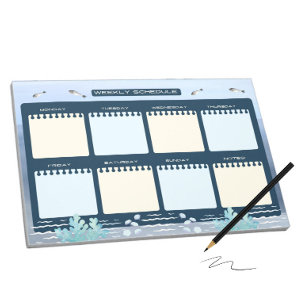 Bloc-note Horaire hebdomadaire avec mer bleue