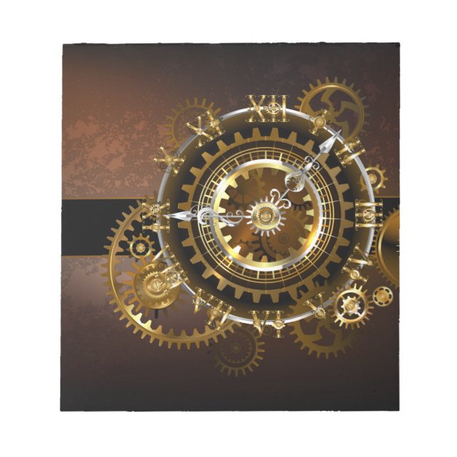 Bloc-note Horloge Steampunk avec des engrenages anciens (Devant)