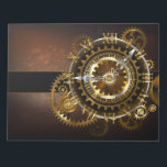 Bloc-note Horloge Steampunk avec des engrenages anciens<br><div class="desc">Montres anciennes et fantastiques avec des engrenages dorés et laiton sur un arrière - plan brun et rouillé. Style Steampunk.</div>