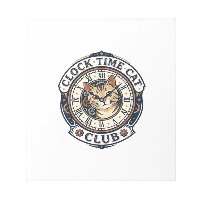 Bloc-note Horloge Temps Chat Chat Graphique Tee Art - Horlog (Devant)