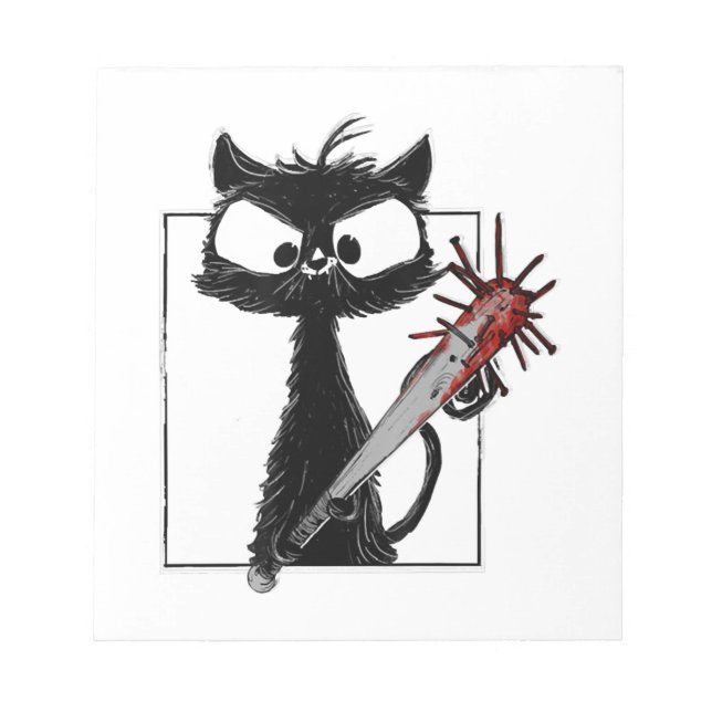 Bloc-note Horreur de baseball de chat noir Halloween (Devant)