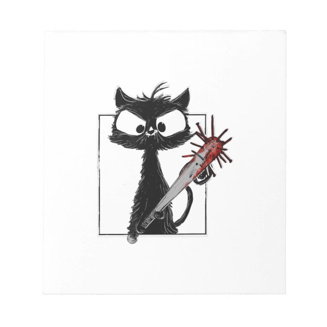 Bloc-note Horreur de baseball de chat noir Halloween (Devant)