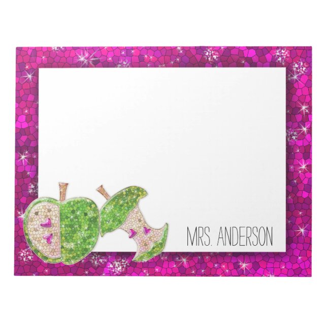 Bloc-note Hot rose Neon Green Enseignants Apple Nom de la cl (Devant)