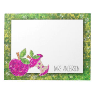 Bloc-note Hot rose Neon Green Enseignants Apple Nom de la cl